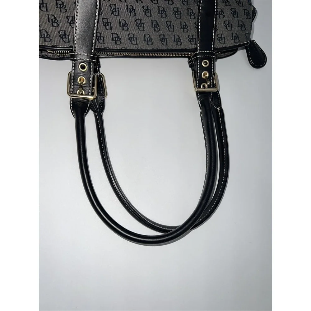 Dooney and Bourke H035C B1 Buckle Satchel Black Trim Grey Purse Canvas Bag EUC - Picture 14 of 14